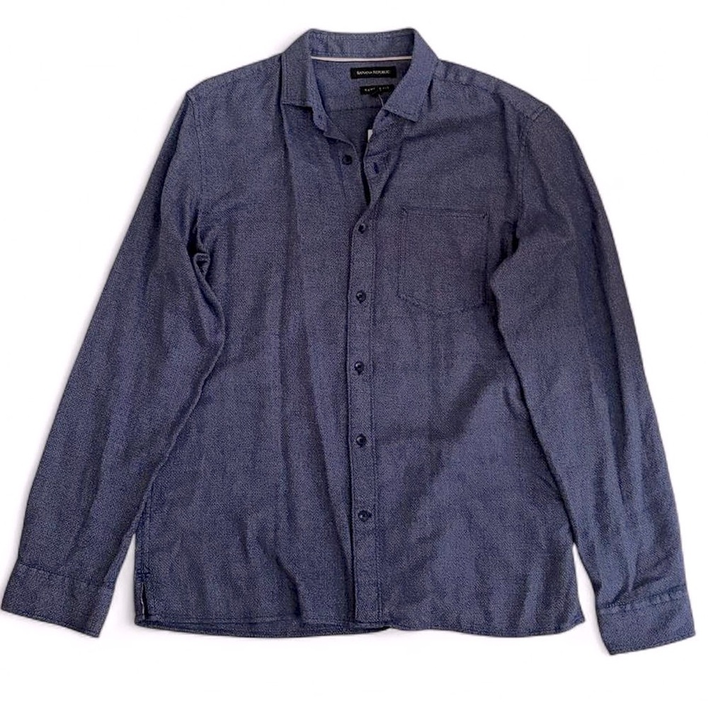NEW Banana Republic Camden Fit Textured Selvedge Indigo Button Down Shirt